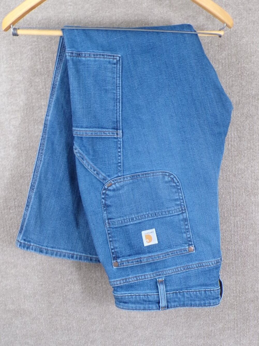 Carhartt Rugged Flex Double Knee Jeans Sz 16 Reg Linden Blue Relaxed Fit BD5110W